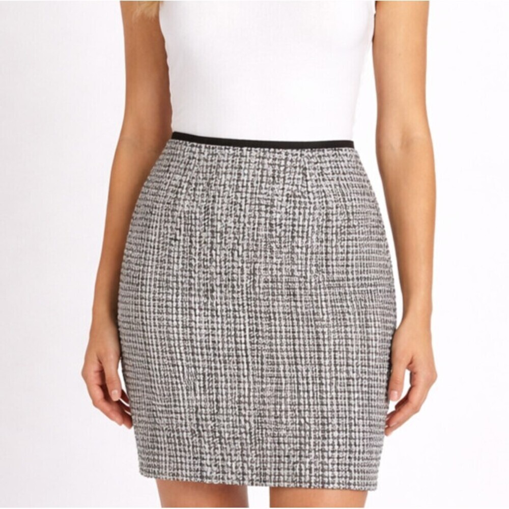 Calvin Klein Tweed Knit Pencil Skirt Black White - Size 2P
